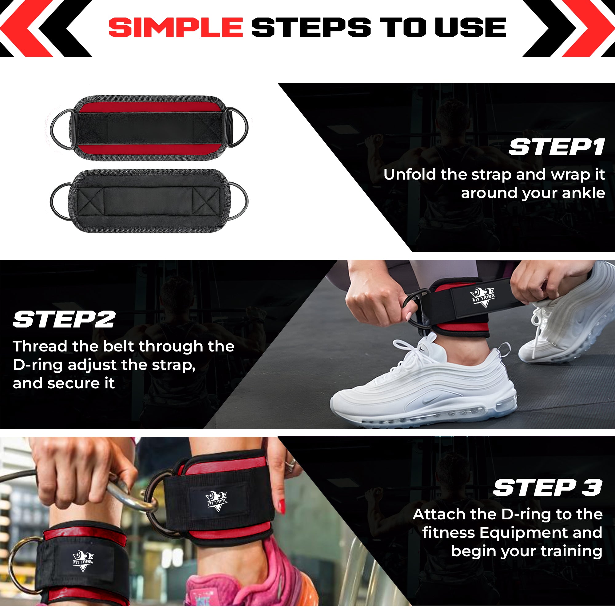 Ankle Straps for Resistance Training - Adjustable 310g Gym Straps for Cable Machines - Strengthen Glutes Hamstrings Thighs Calves - Workout Accessory for Men and Women