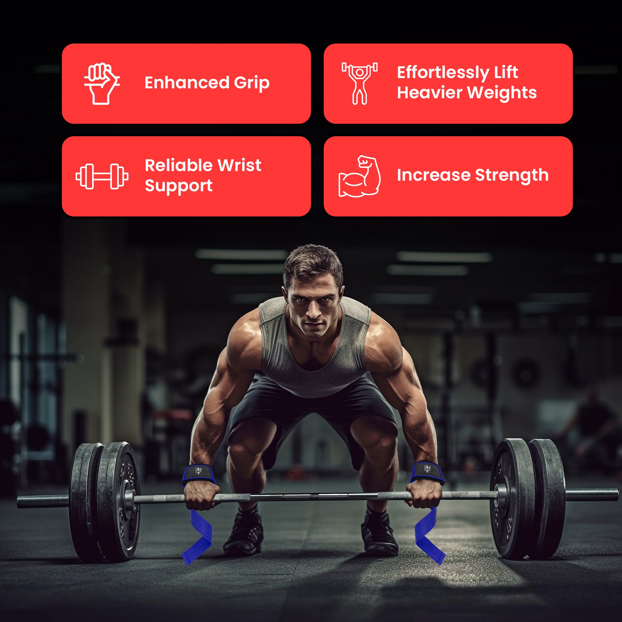 Neoprene Weight Lifting Straps for Men and Women - Adjustable Gym Wrist Support Straps for Powerlifting, Bodybuilding, Deadlifts, Shrugs, Rows - Durable Strength Training Accessories