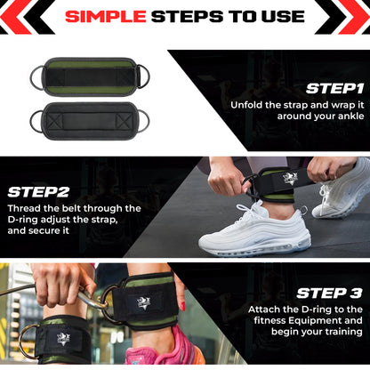 Ankle Straps for Resistance Training - Adjustable 310g Gym Straps for Cable Machines - Strengthen Glutes Hamstrings Thighs Calves - Workout Accessory for Men and Women