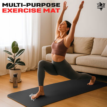 Thick Foam Yoga Mat - Non Slip Exercise Mat for Men & Women - Portable Fitness Mat for Home, Gym, Pilates & Stretching - Lightweight, Durable & Sweat Resistant with Carry Strap