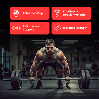 Neoprene Weight Lifting Straps for Men and Women - Adjustable Gym Wrist Support Straps for Powerlifting, Bodybuilding, Deadlifts, Shrugs, Rows - Durable Strength Training Accessories