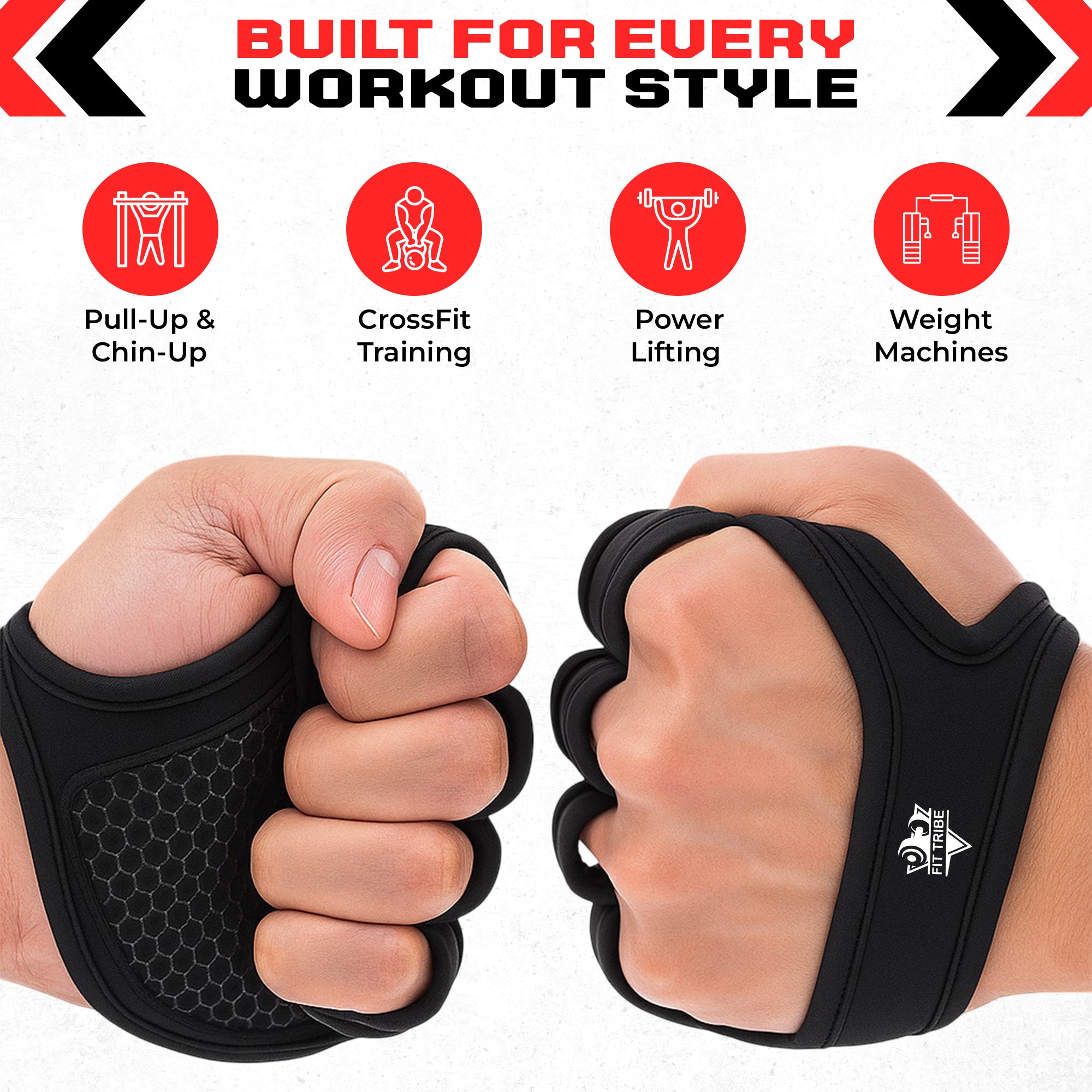Weightlifting Gloves for Men & Women - Gym Gloves with Wrist Support, Breathable Fingerless Design & Anti-Slip Grip - Ideal for Fitness, Training, CrossFit & Home Workouts