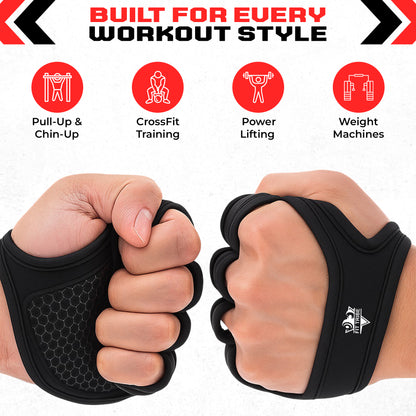Weightlifting Gloves for Men & Women - Gym Gloves with Wrist Support, Breathable Fingerless Design & Anti-Slip Grip - Ideal for Fitness, Training, CrossFit & Home Workouts