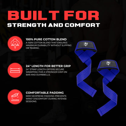 Neoprene Weight Lifting Straps for Men and Women - Adjustable Gym Wrist Support Straps for Powerlifting, Bodybuilding, Deadlifts, Shrugs, Rows - Durable Strength Training Accessories