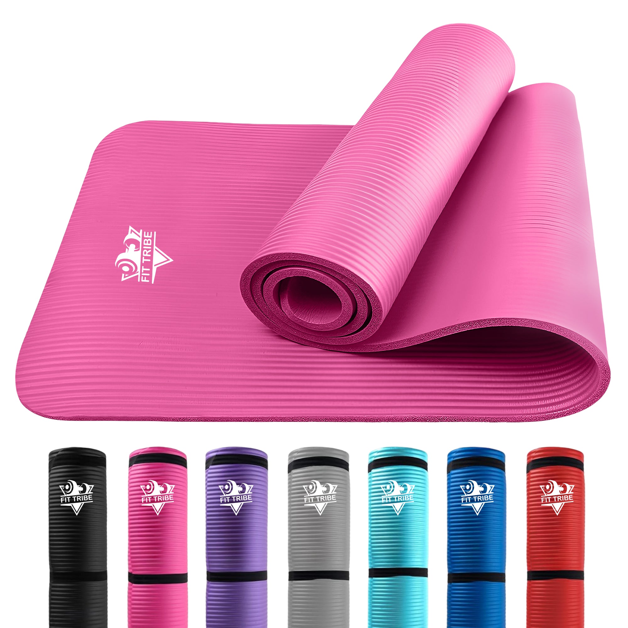 Thick Foam Yoga Mat - Non Slip Exercise Mat for Men & Women - Portable Fitness Mat for Home, Gym, Pilates & Stretching - Lightweight, Durable & Sweat Resistant with Carry Strap