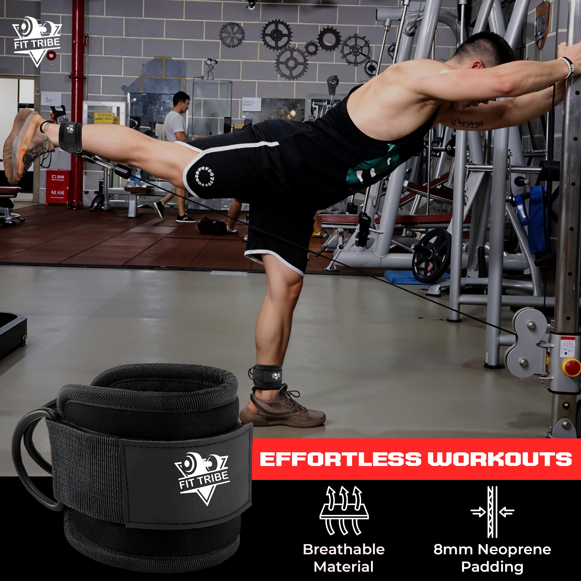 Ankle Straps for Resistance Training - Adjustable 310g Gym Straps for Cable Machines - Strengthen Glutes Hamstrings Thighs Calves - Workout Accessory for Men and Women