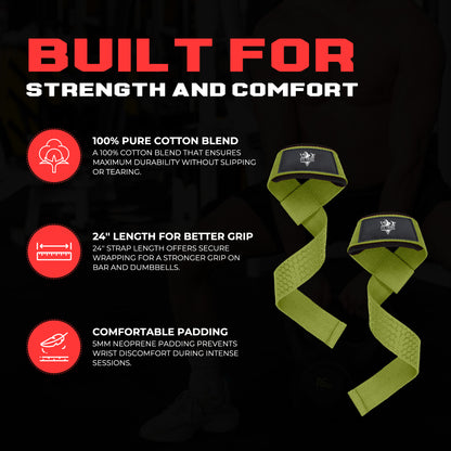 Neoprene Weight Lifting Straps for Men and Women - Adjustable Gym Wrist Support Straps for Powerlifting, Bodybuilding, Deadlifts, Shrugs, Rows - Durable Strength Training Accessories