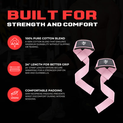 Neoprene Weight Lifting Straps for Men and Women - Adjustable Gym Wrist Support Straps for Powerlifting, Bodybuilding, Deadlifts, Shrugs, Rows - Durable Strength Training Accessories