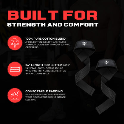 Neoprene Weight Lifting Straps for Men and Women - Adjustable Gym Wrist Support Straps for Powerlifting, Bodybuilding, Deadlifts, Shrugs, Rows - Durable Strength Training Accessories