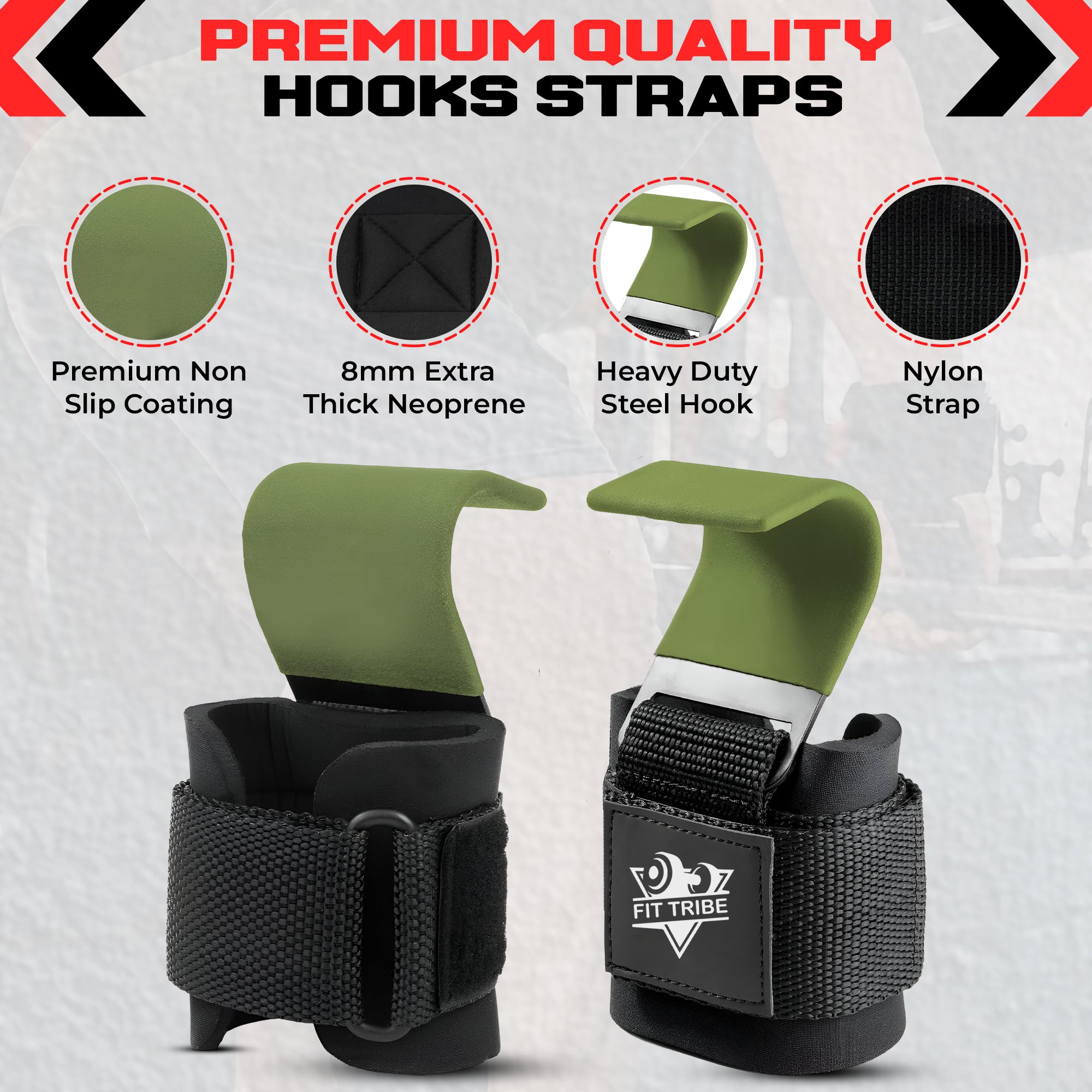 2pcs Weight Lifting Hooks - Heavy Duty Steel Gym Grips 540g with Non Slip Coating - Padded Wrist Support Straps - Perfect for Powerlifting, Deadlifts, Rows, Shrugs - Gym Accessories