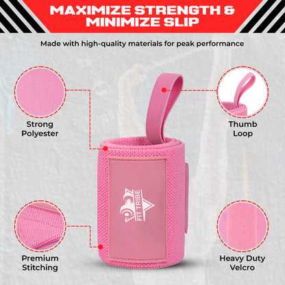 Weightlifting Wrist Wraps - Heavy Duty Wrist Straps with Thumb Loops for Powerlifting, Strength Training, Grip Support, and Gym Workouts - Durable Wrist Protection for Men and Women