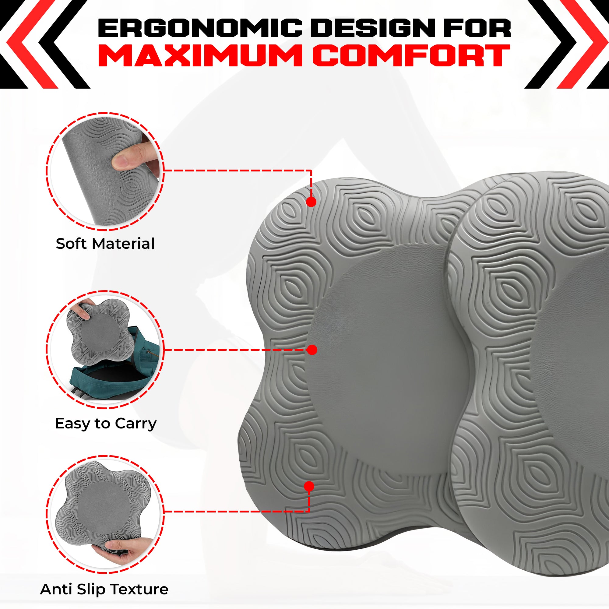 2PCS Yoga Knee Pads - Thick Foam Exercise Pads for Joint Protection - Non Slip Cushion for Knees Elbows Wrists and Hands - Lightweight Durable Workout Accessories for Pilates and Yoga