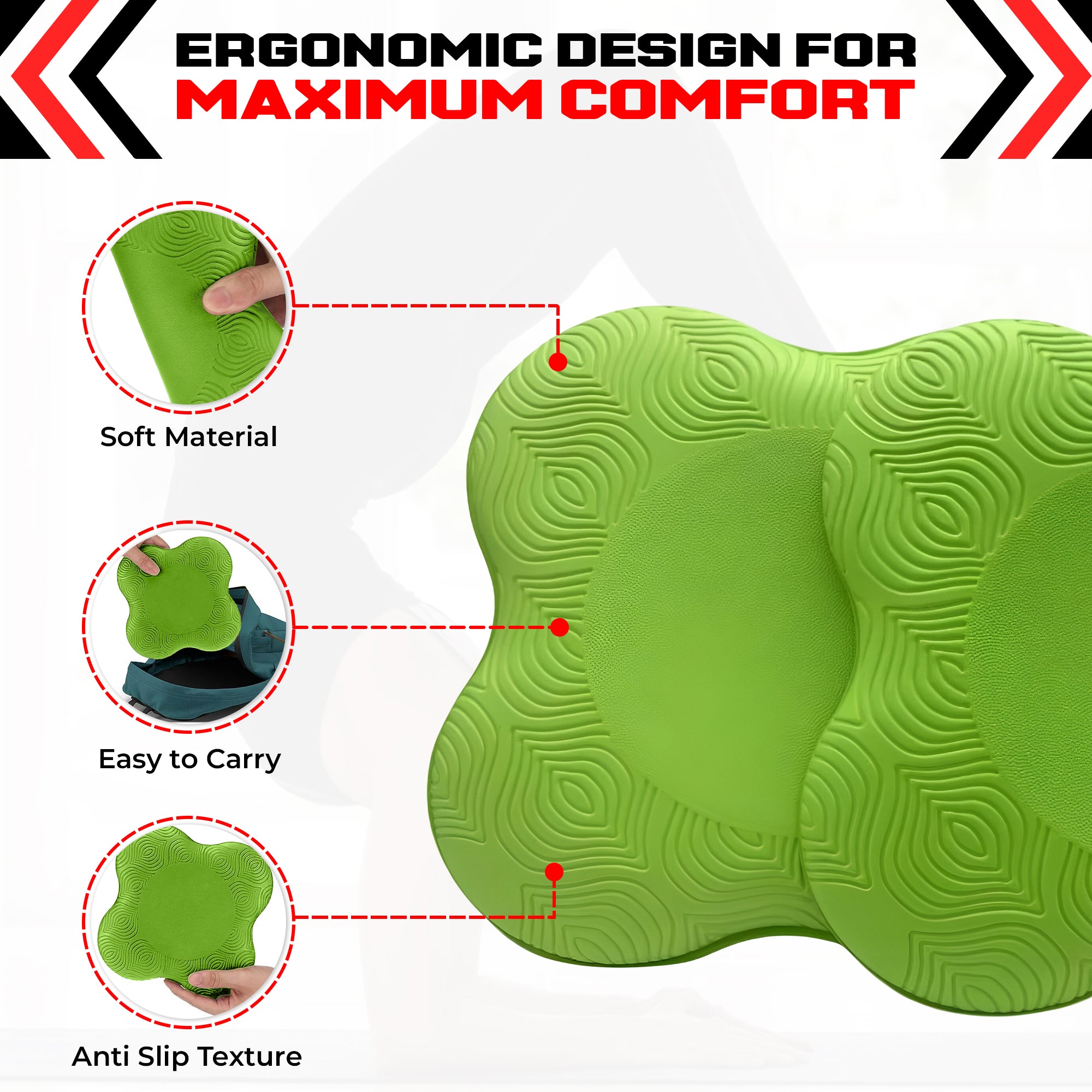 2PCS Yoga Knee Pads - Thick Foam Exercise Pads for Joint Protection - Non Slip Cushion for Knees Elbows Wrists and Hands - Lightweight Durable Workout Accessories for Pilates and Yoga