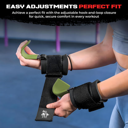 2pcs Weight Lifting Hooks - Heavy Duty Steel Gym Grips 540g with Non Slip Coating - Padded Wrist Support Straps - Perfect for Powerlifting, Deadlifts, Rows, Shrugs - Gym Accessories