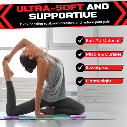 2PCS Yoga Knee Pads - Thick Foam Exercise Pads for Joint Protection - Non Slip Cushion for Knees Elbows Wrists and Hands - Lightweight Durable Workout Accessories for Pilates and Yoga