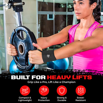 Weightlifting Wrist Wraps - Heavy Duty Wrist Straps with Thumb Loops for Powerlifting, Strength Training, Grip Support, and Gym Workouts - Durable Wrist Protection for Men and Women