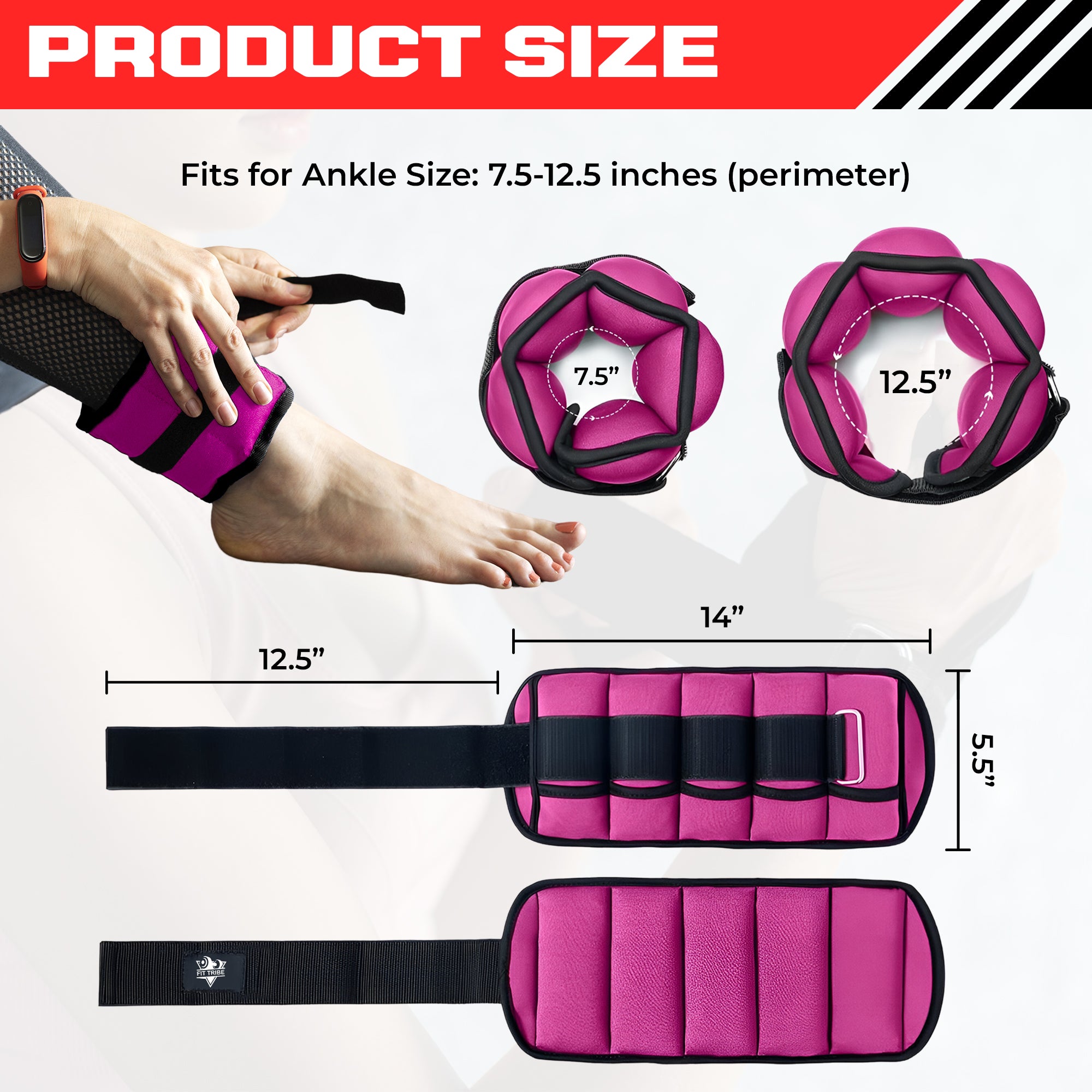 2pcs Adjustable Ankle Weights 1-5 lbs Each, 2-10 lbs Pair - Leg Weights for Strength Training, Walking, Jogging, Core Workouts - Secure, Comfortable Fit for Men & Women