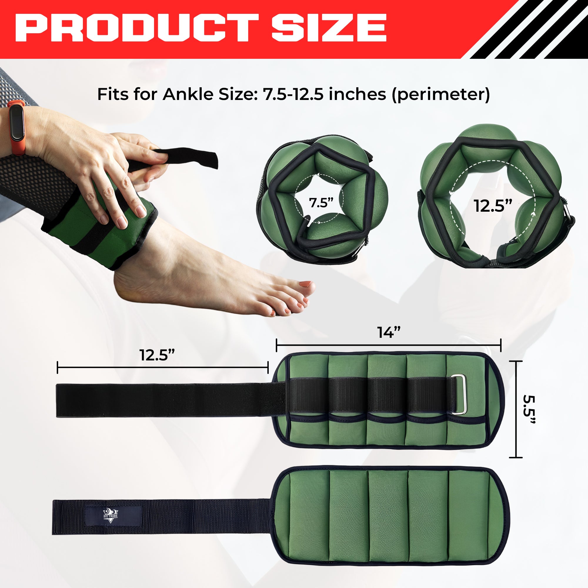 2pcs Adjustable Ankle Weights 1-5 lbs Each, 2-10 lbs Pair - Leg Weights for Strength Training, Walking, Jogging, Core Workouts - Secure, Comfortable Fit for Men & Women