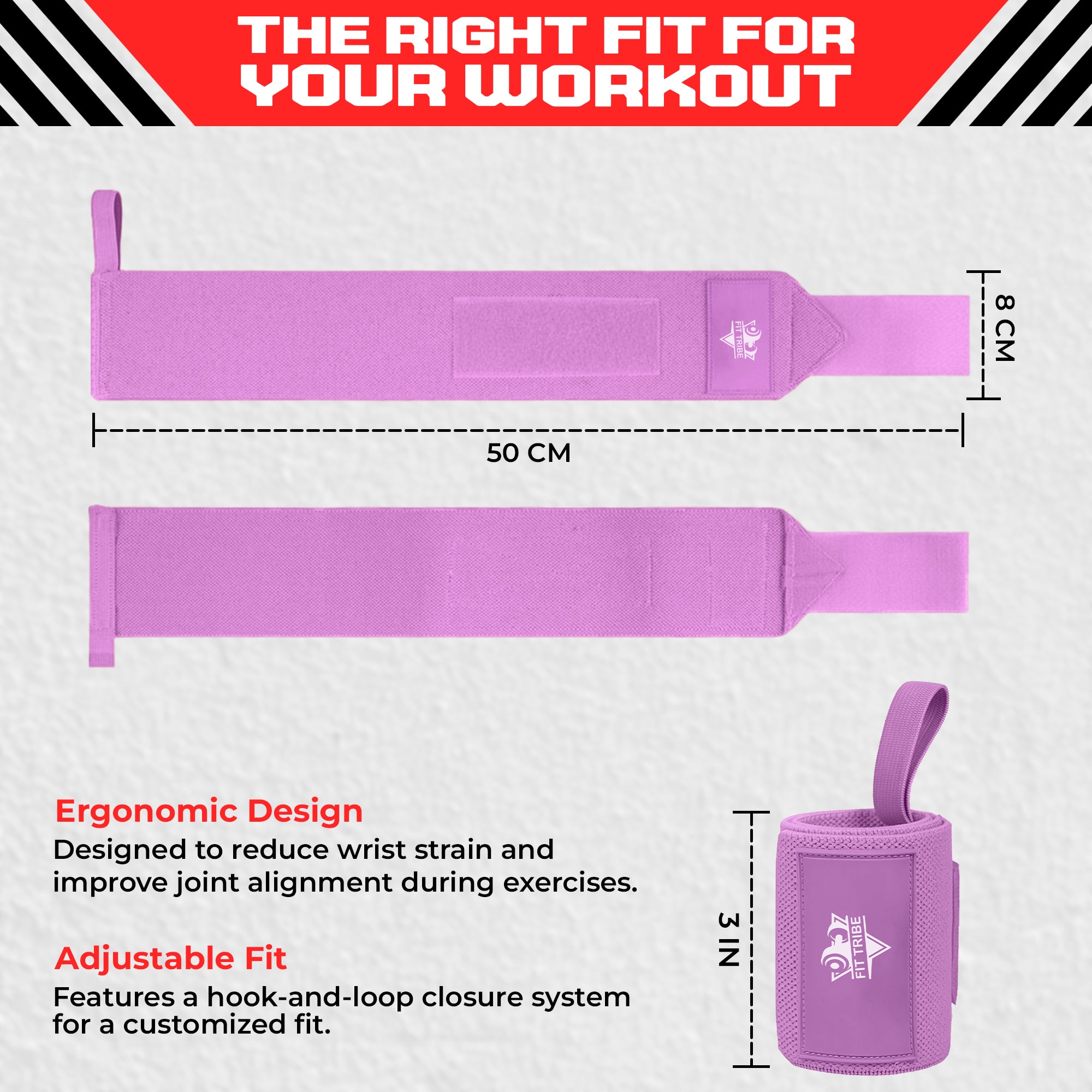 Weightlifting Wrist Wraps - Heavy Duty Wrist Straps with Thumb Loops for Powerlifting, Strength Training, Grip Support, and Gym Workouts - Durable Wrist Protection for Men and Women