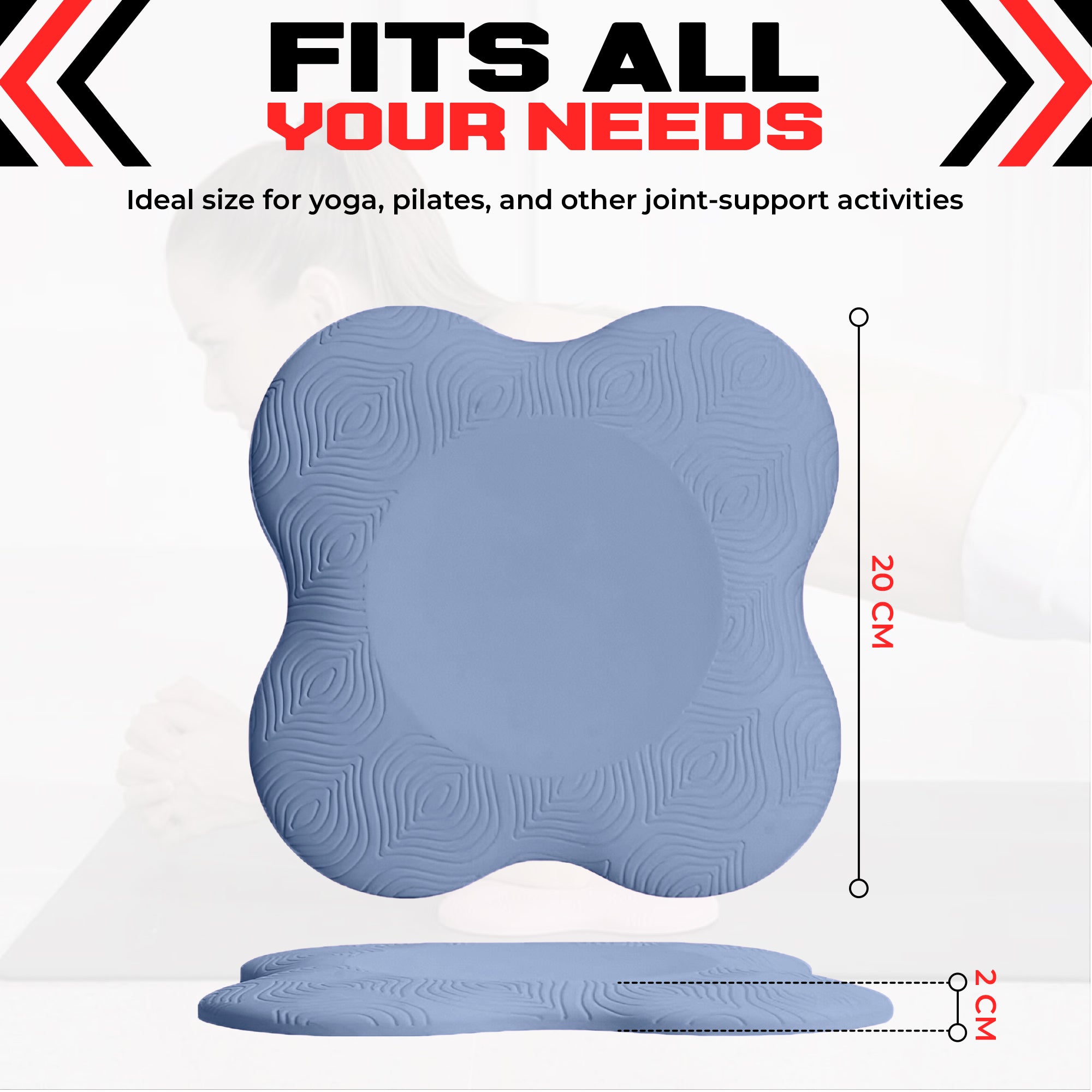 2PCS Yoga Knee Pads - Thick Foam Exercise Pads for Joint Protection - Non Slip Cushion for Knees Elbows Wrists and Hands - Lightweight Durable Workout Accessories for Pilates and Yoga