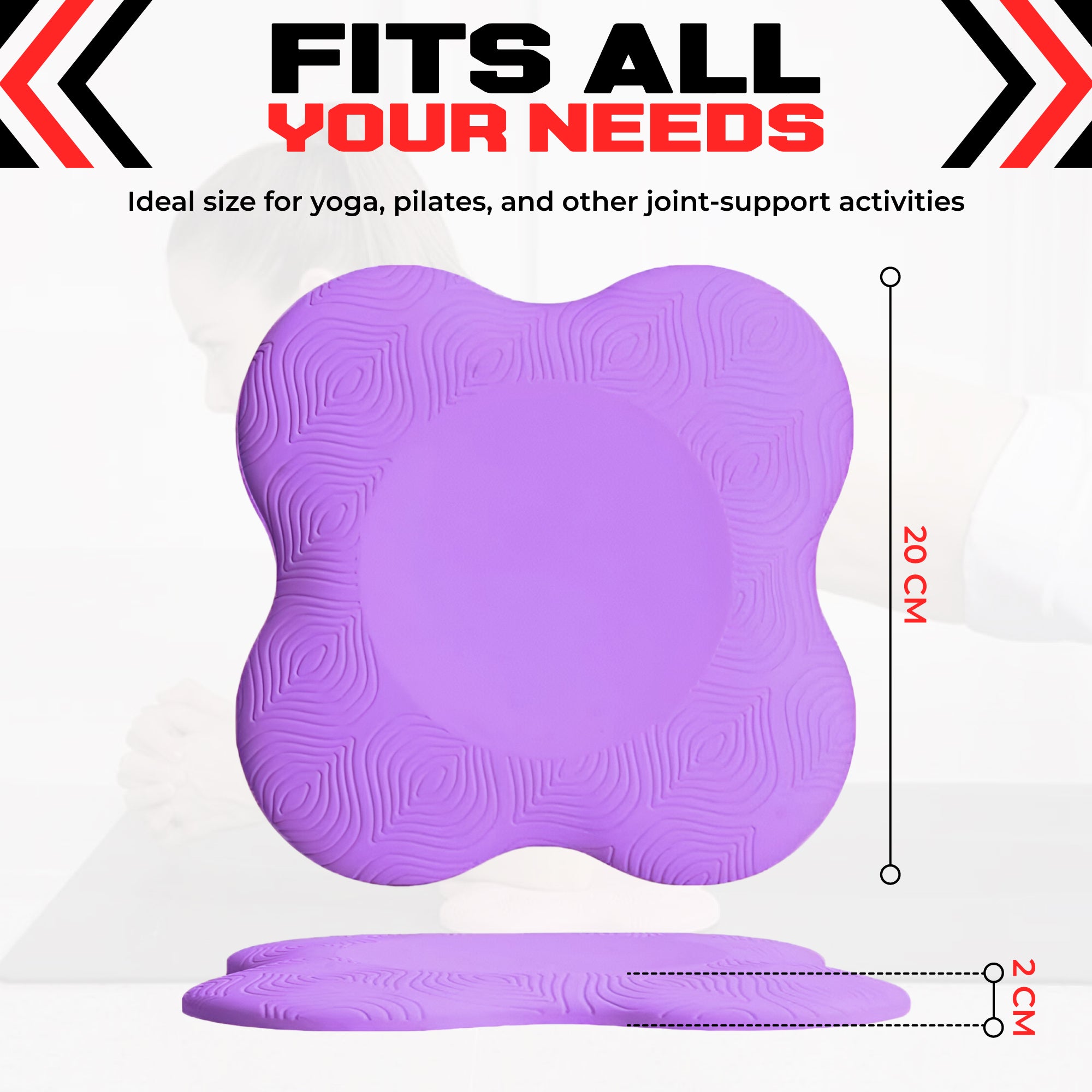 2PCS Yoga Knee Pads - Thick Foam Exercise Pads for Joint Protection - Non Slip Cushion for Knees Elbows Wrists and Hands - Lightweight Durable Workout Accessories for Pilates and Yoga