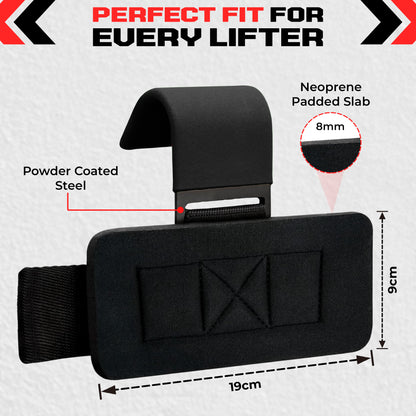 2pcs Weight Lifting Hooks - Heavy Duty Steel Gym Grips 540g with Non Slip Coating - Padded Wrist Support Straps - Perfect for Powerlifting, Deadlifts, Rows, Shrugs - Gym Accessories
