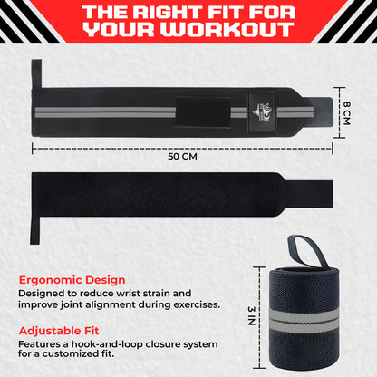 Weightlifting Wrist Wraps - Heavy Duty Wrist Straps with Thumb Loops for Powerlifting, Strength Training, Grip Support, and Gym Workouts - Durable Wrist Protection for Men and Women