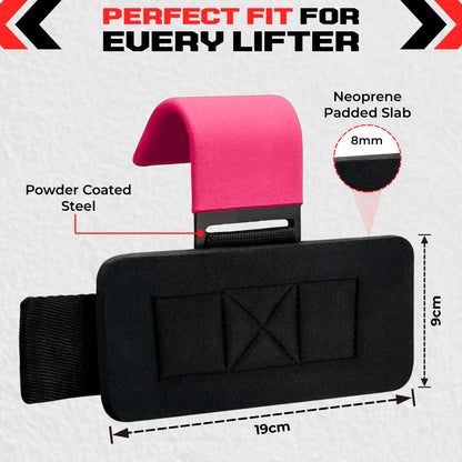 2pcs Weight Lifting Hooks - Heavy Duty Steel Gym Grips 540g with Non Slip Coating - Padded Wrist Support Straps - Perfect for Powerlifting, Deadlifts, Rows, Shrugs - Gym Accessories