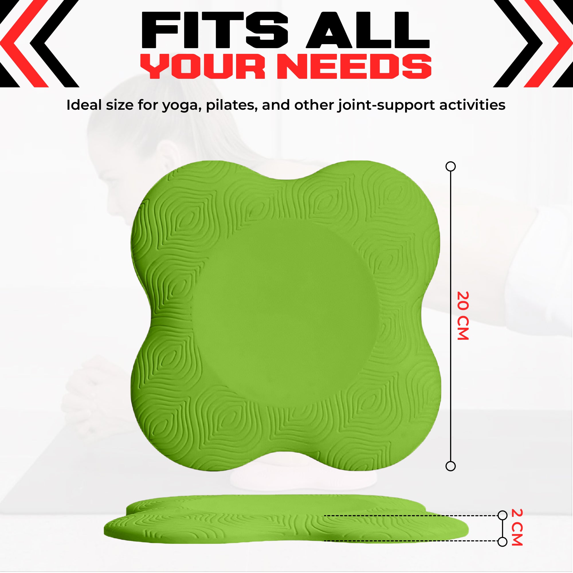 2PCS Yoga Knee Pads - Thick Foam Exercise Pads for Joint Protection - Non Slip Cushion for Knees Elbows Wrists and Hands - Lightweight Durable Workout Accessories for Pilates and Yoga