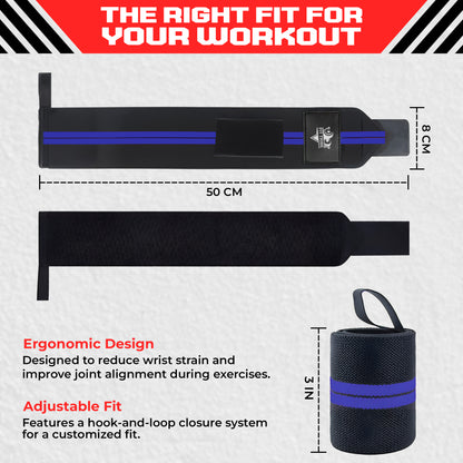 Weightlifting Wrist Wraps - Heavy Duty Wrist Straps with Thumb Loops for Powerlifting, Strength Training, Grip Support, and Gym Workouts - Durable Wrist Protection for Men and Women