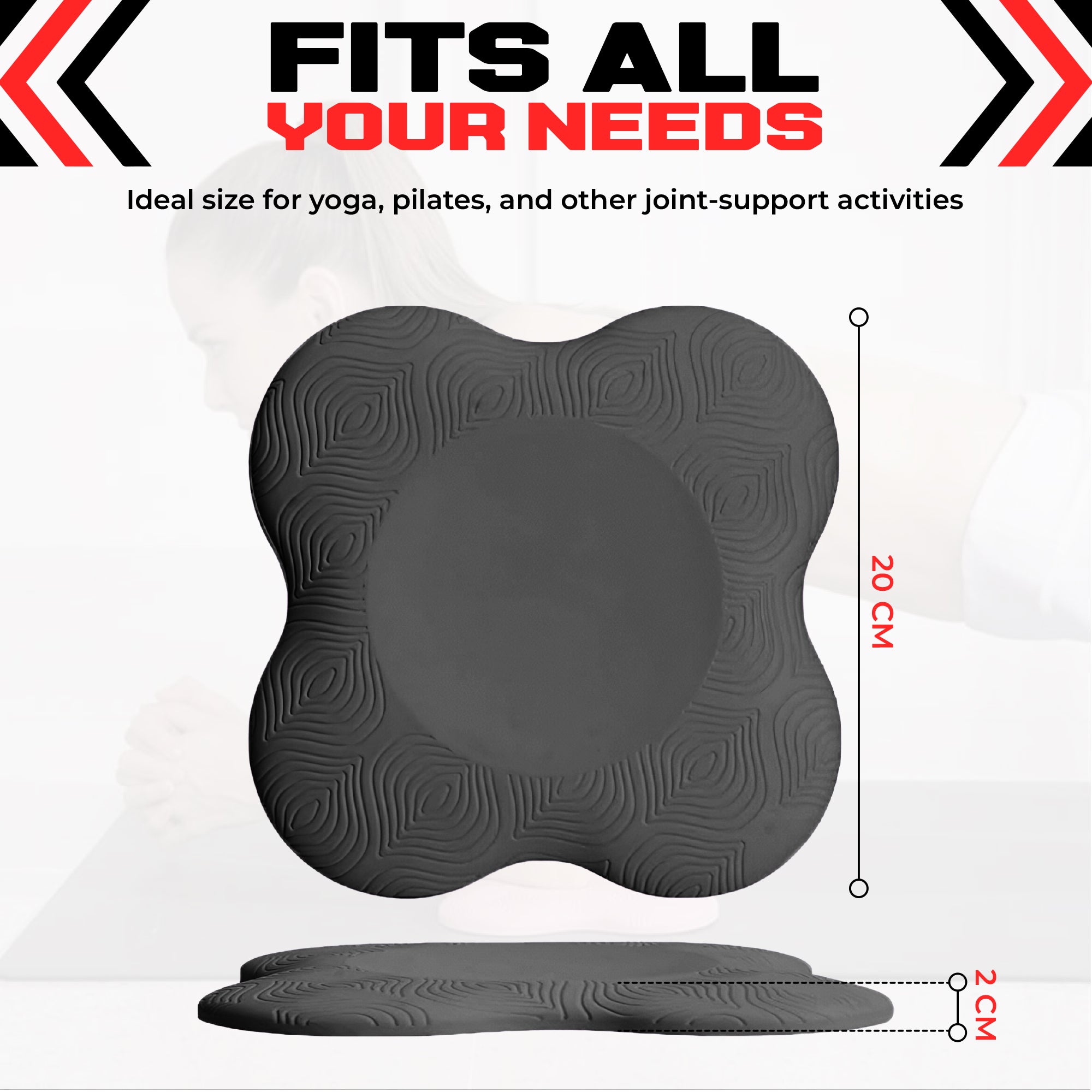 2PCS Yoga Knee Pads - Thick Foam Exercise Pads for Joint Protection - Non Slip Cushion for Knees Elbows Wrists and Hands - Lightweight Durable Workout Accessories for Pilates and Yoga