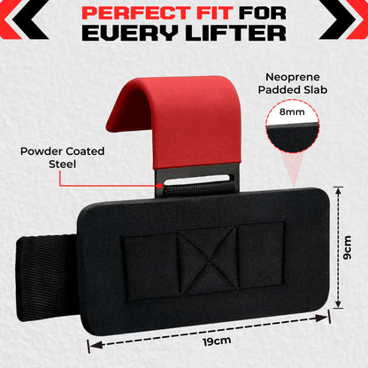 2pcs Weight Lifting Hooks - Heavy Duty Steel Gym Grips 540g with Non Slip Coating - Padded Wrist Support Straps - Perfect for Powerlifting, Deadlifts, Rows, Shrugs - Gym Accessories