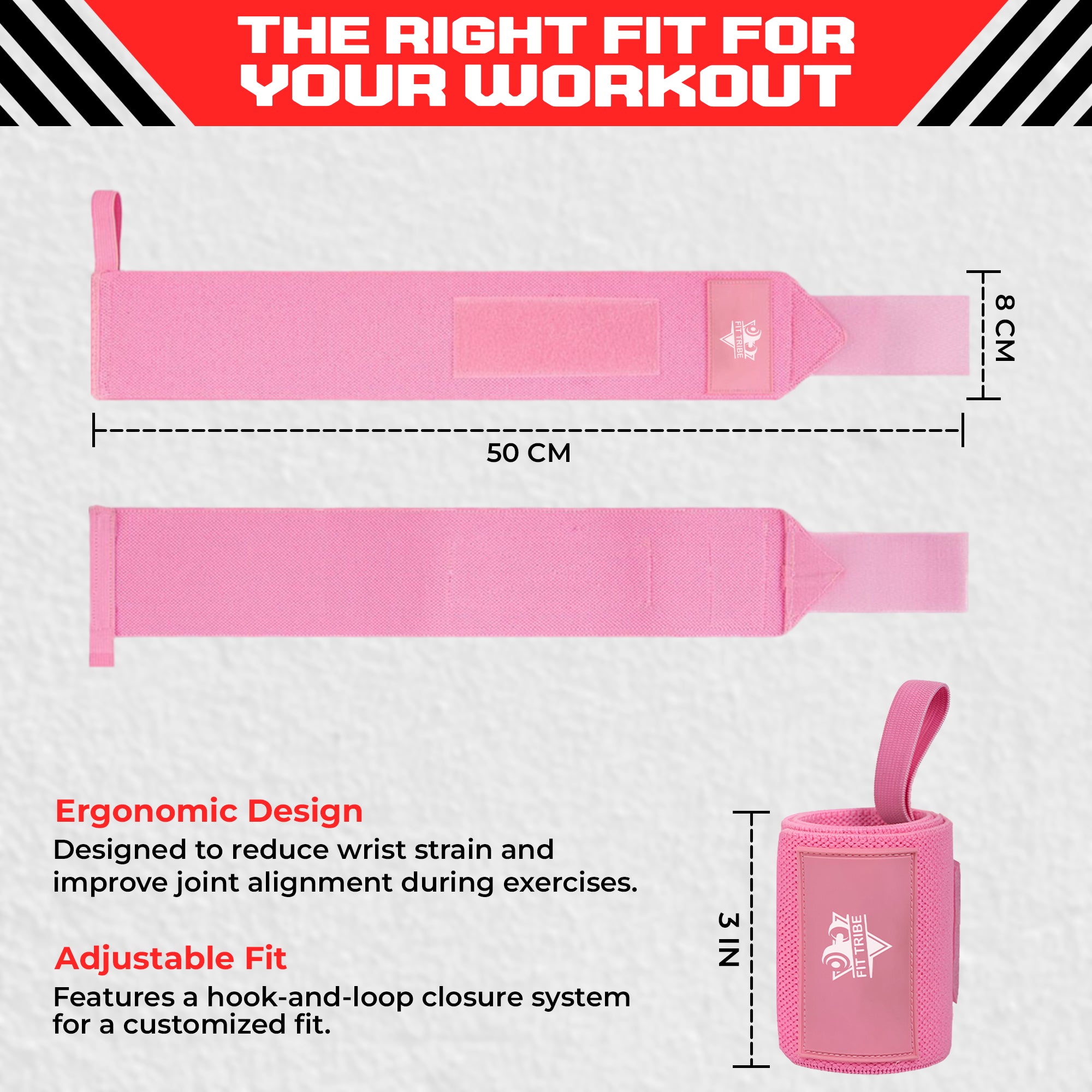 Weightlifting Wrist Wraps - Heavy Duty Wrist Straps with Thumb Loops for Powerlifting, Strength Training, Grip Support, and Gym Workouts - Durable Wrist Protection for Men and Women