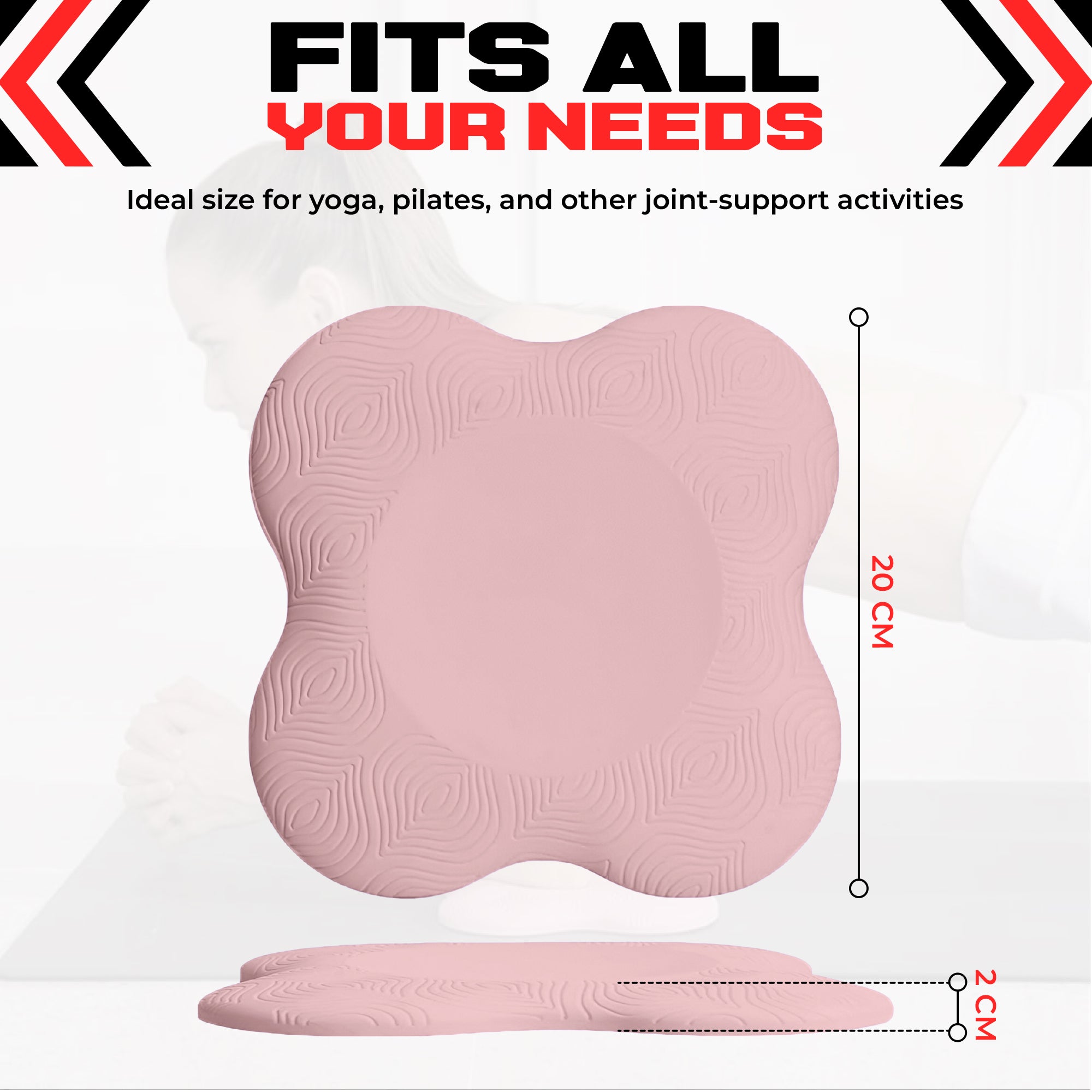 2PCS Yoga Knee Pads - Thick Foam Exercise Pads for Joint Protection - Non Slip Cushion for Knees Elbows Wrists and Hands - Lightweight Durable Workout Accessories for Pilates and Yoga