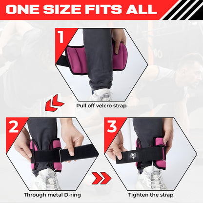 2pcs Adjustable Ankle Weights 1-5 lbs Each, 2-10 lbs Pair - Leg Weights for Strength Training, Walking, Jogging, Core Workouts - Secure, Comfortable Fit for Men & Women