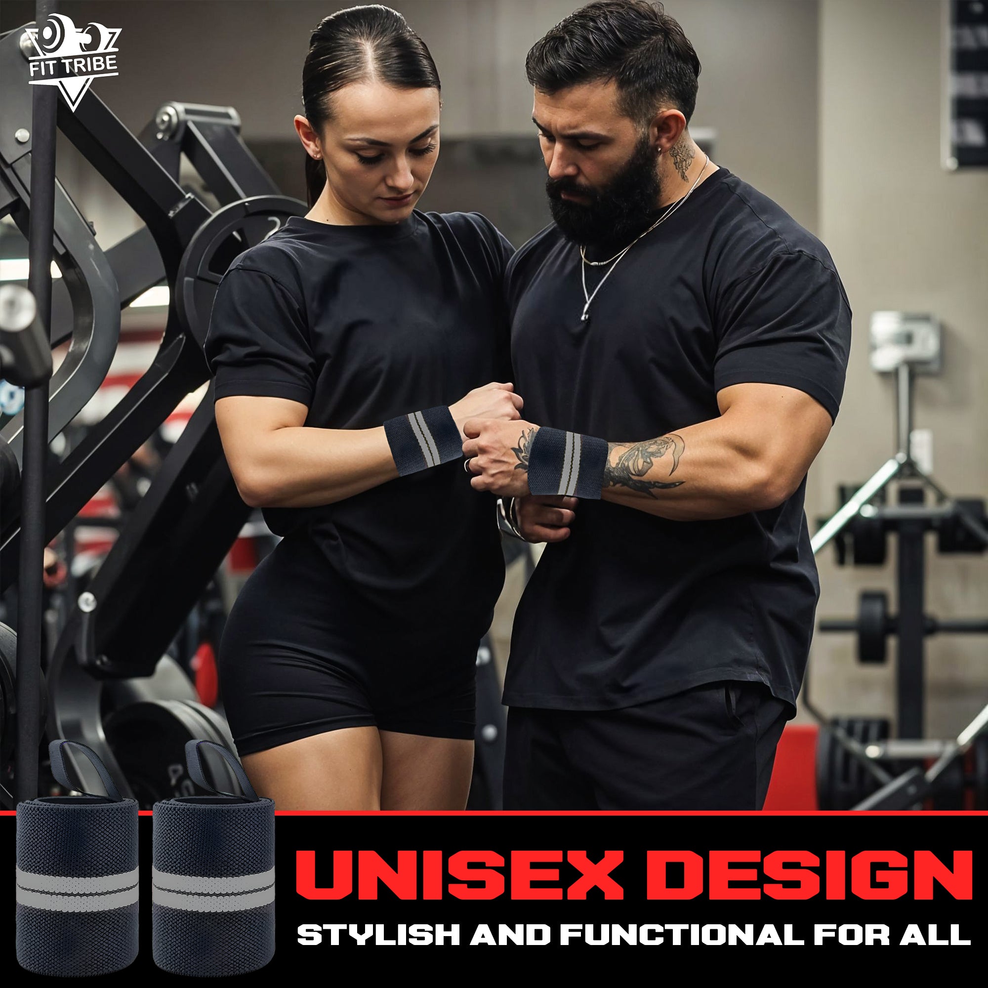 Weightlifting Wrist Wraps - Heavy Duty Wrist Straps with Thumb Loops for Powerlifting, Strength Training, Grip Support, and Gym Workouts - Durable Wrist Protection for Men and Women