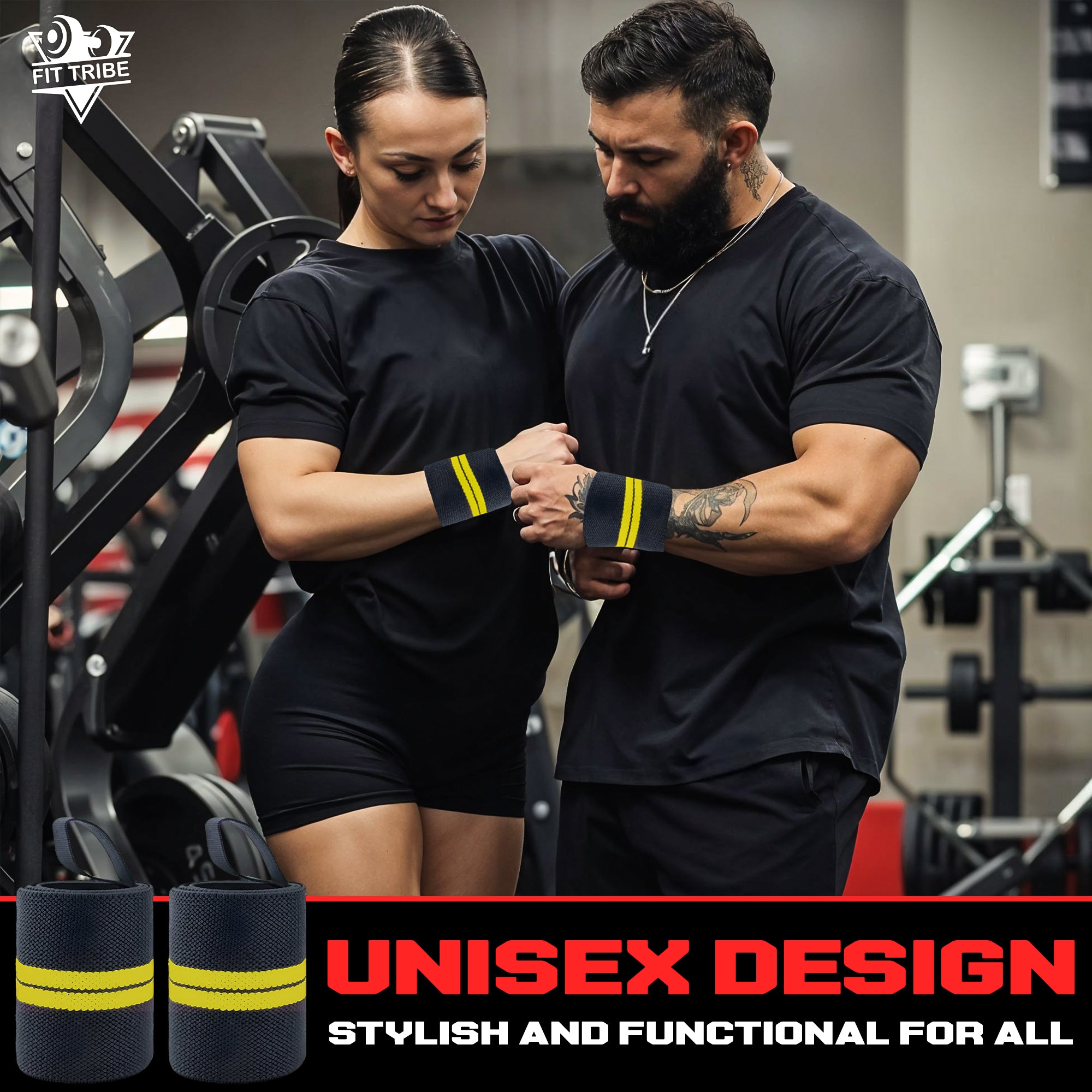 Weightlifting Wrist Wraps - Heavy Duty Wrist Straps with Thumb Loops for Powerlifting, Strength Training, Grip Support, and Gym Workouts - Durable Wrist Protection for Men and Women