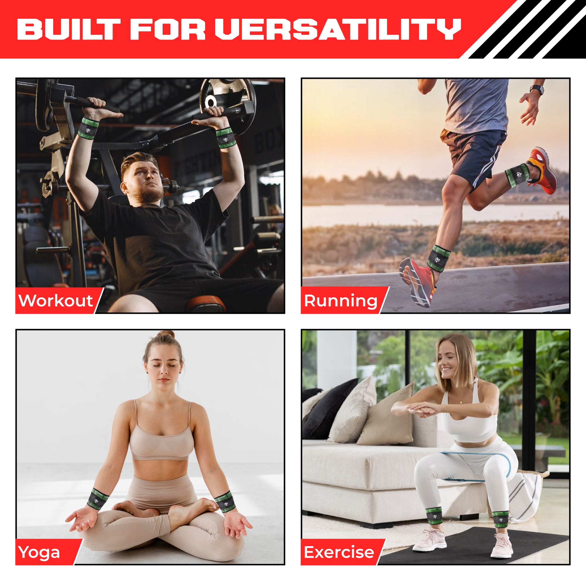 2pcs Adjustable Ankle Weights 1-5 lbs Each, 2-10 lbs Pair - Leg Weights for Strength Training, Walking, Jogging, Core Workouts - Secure, Comfortable Fit for Men & Women