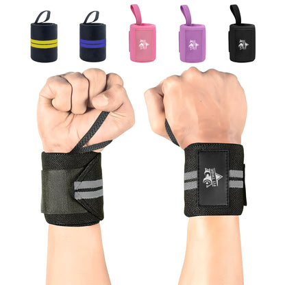 Weightlifting Wrist Wraps - Heavy Duty Wrist Straps with Thumb Loops for Powerlifting, Strength Training, Grip Support, and Gym Workouts - Durable Wrist Protection for Men and Women