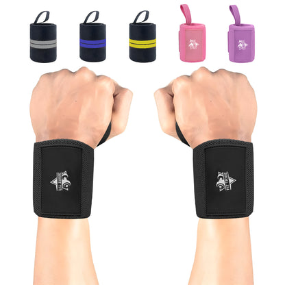 Weightlifting Wrist Wraps - Heavy Duty Wrist Straps with Thumb Loops for Powerlifting, Strength Training, Grip Support, and Gym Workouts - Durable Wrist Protection for Men and Women