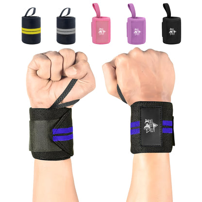Weightlifting Wrist Wraps - Heavy Duty Wrist Straps with Thumb Loops for Powerlifting, Strength Training, Grip Support, and Gym Workouts - Durable Wrist Protection for Men and Women