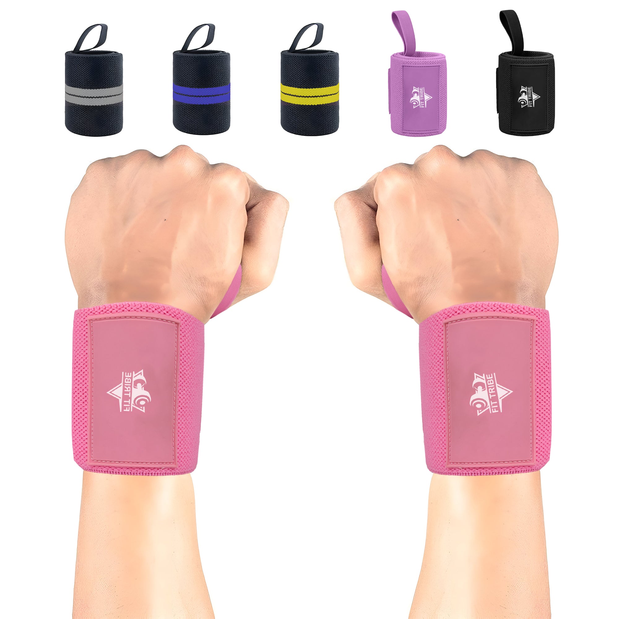 Weightlifting Wrist Wraps - Heavy Duty Wrist Straps with Thumb Loops for Powerlifting, Strength Training, Grip Support, and Gym Workouts - Durable Wrist Protection for Men and Women