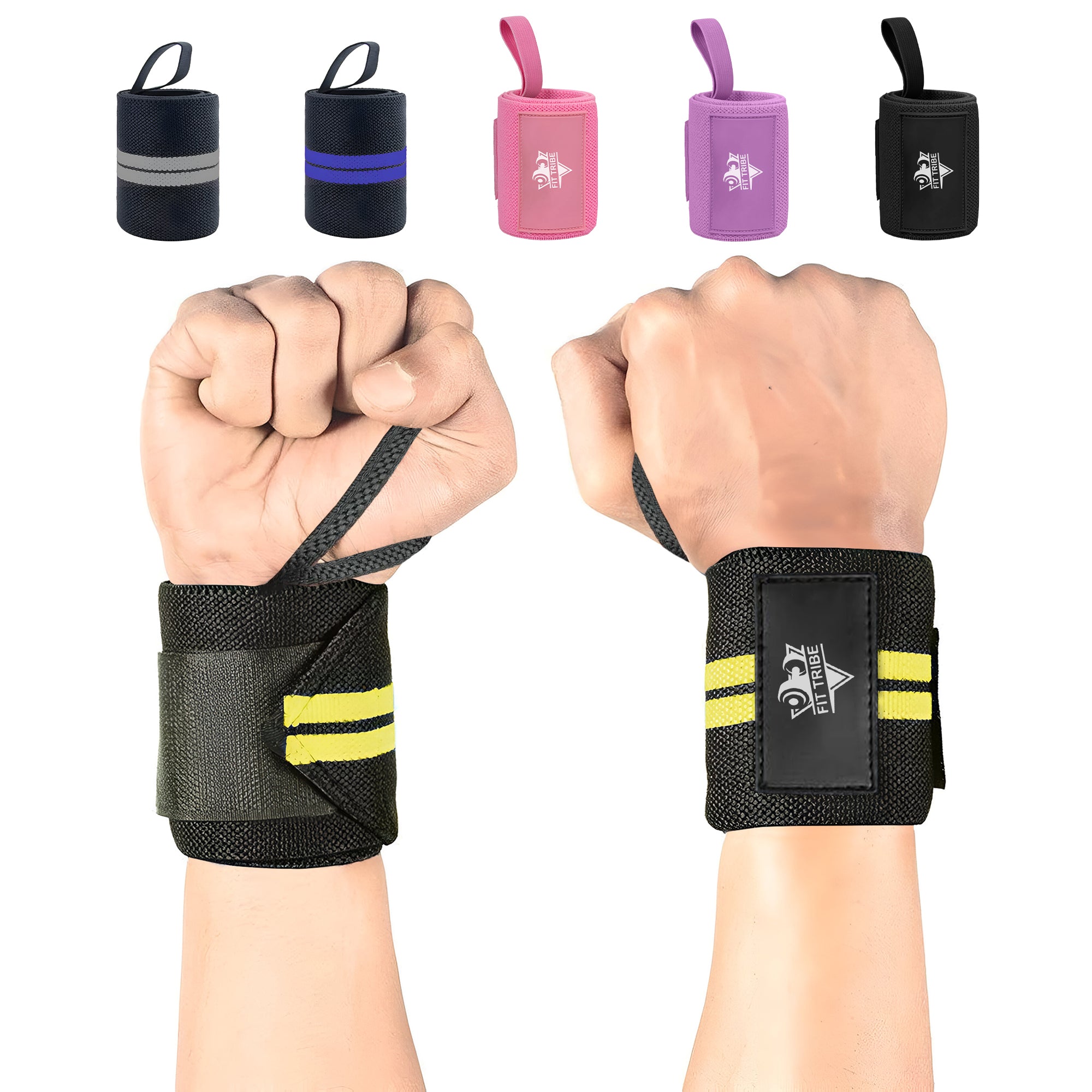 Weightlifting Wrist Wraps - Heavy Duty Wrist Straps with Thumb Loops for Powerlifting, Strength Training, Grip Support, and Gym Workouts - Durable Wrist Protection for Men and Women