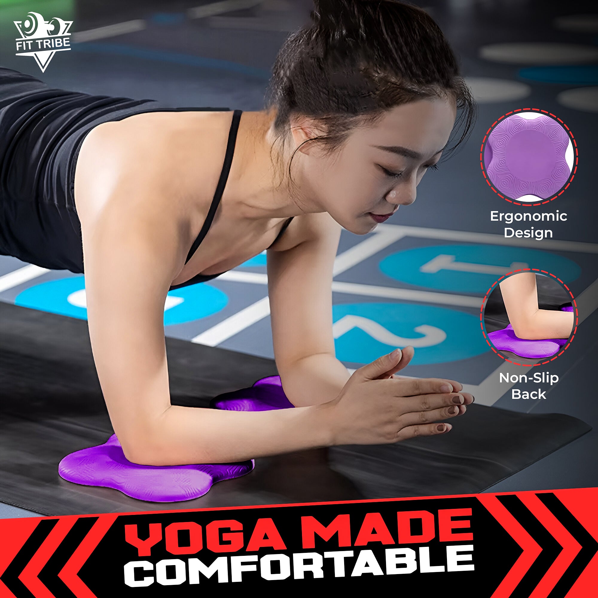 2PCS Yoga Knee Pads - Thick Foam Exercise Pads for Joint Protection - Non Slip Cushion for Knees Elbows Wrists and Hands - Lightweight Durable Workout Accessories for Pilates and Yoga