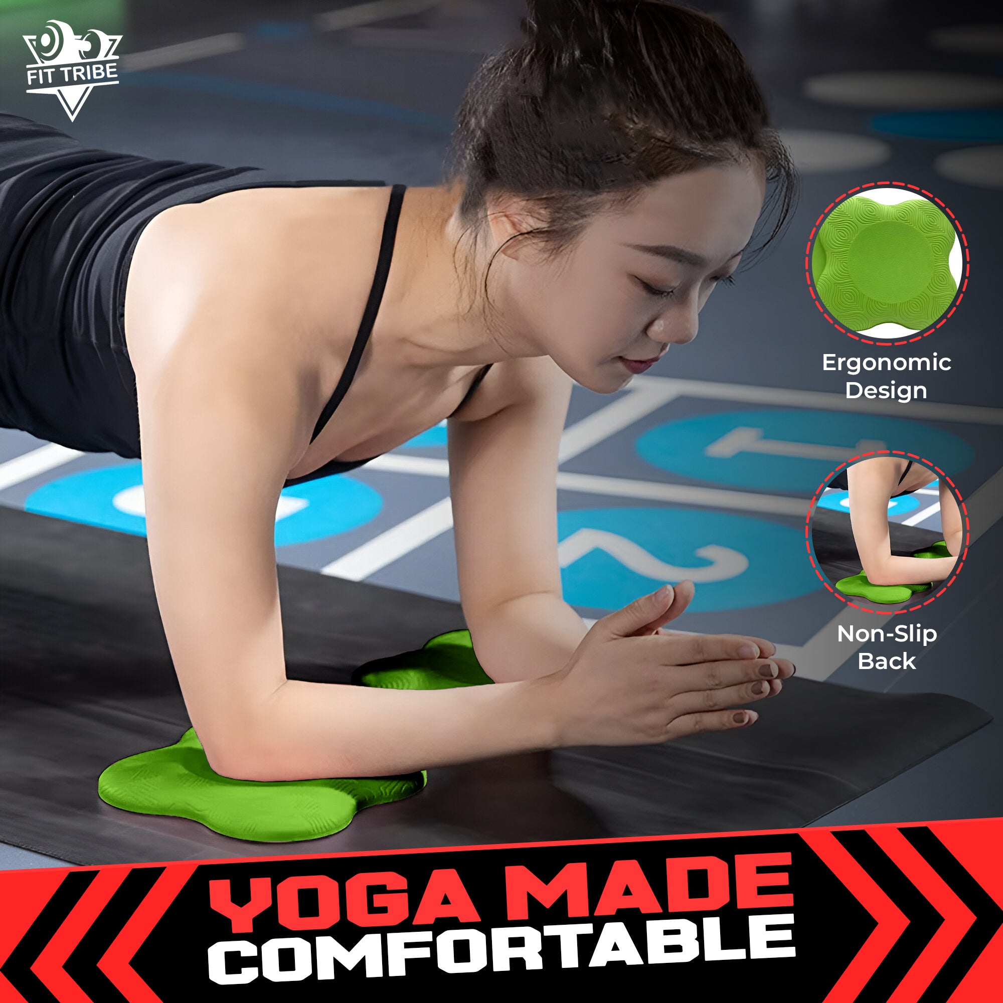 2PCS Yoga Knee Pads - Thick Foam Exercise Pads for Joint Protection - Non Slip Cushion for Knees Elbows Wrists and Hands - Lightweight Durable Workout Accessories for Pilates and Yoga