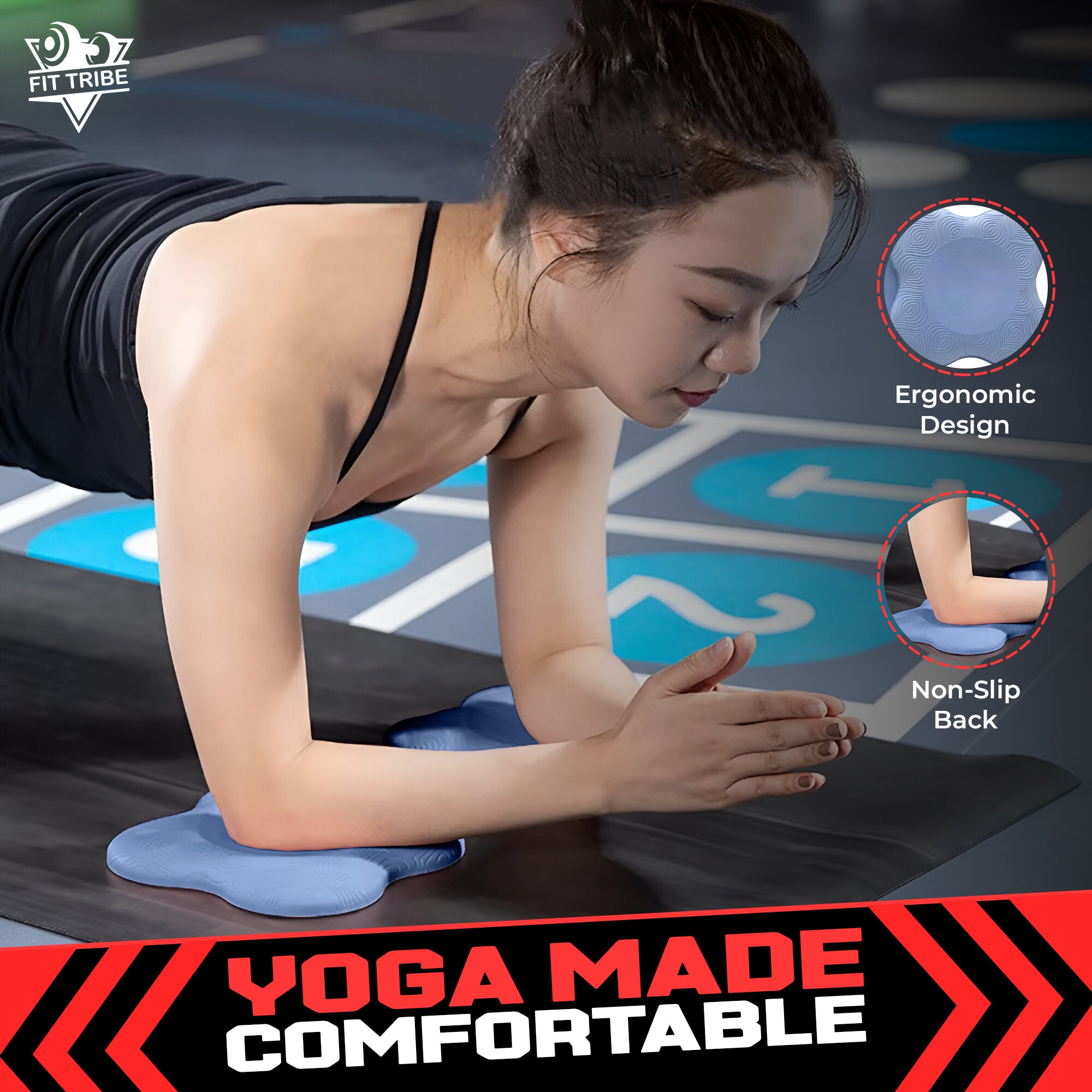 2PCS Yoga Knee Pads - Thick Foam Exercise Pads for Joint Protection - Non Slip Cushion for Knees Elbows Wrists and Hands - Lightweight Durable Workout Accessories for Pilates and Yoga